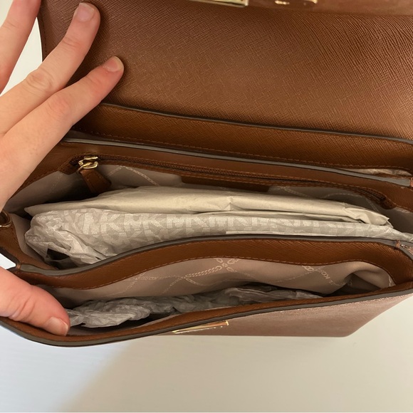 MICHAEL Michael Kors Tan / Brown Rochelle Top Handle Satchel Handbag - Picture 5 of 14